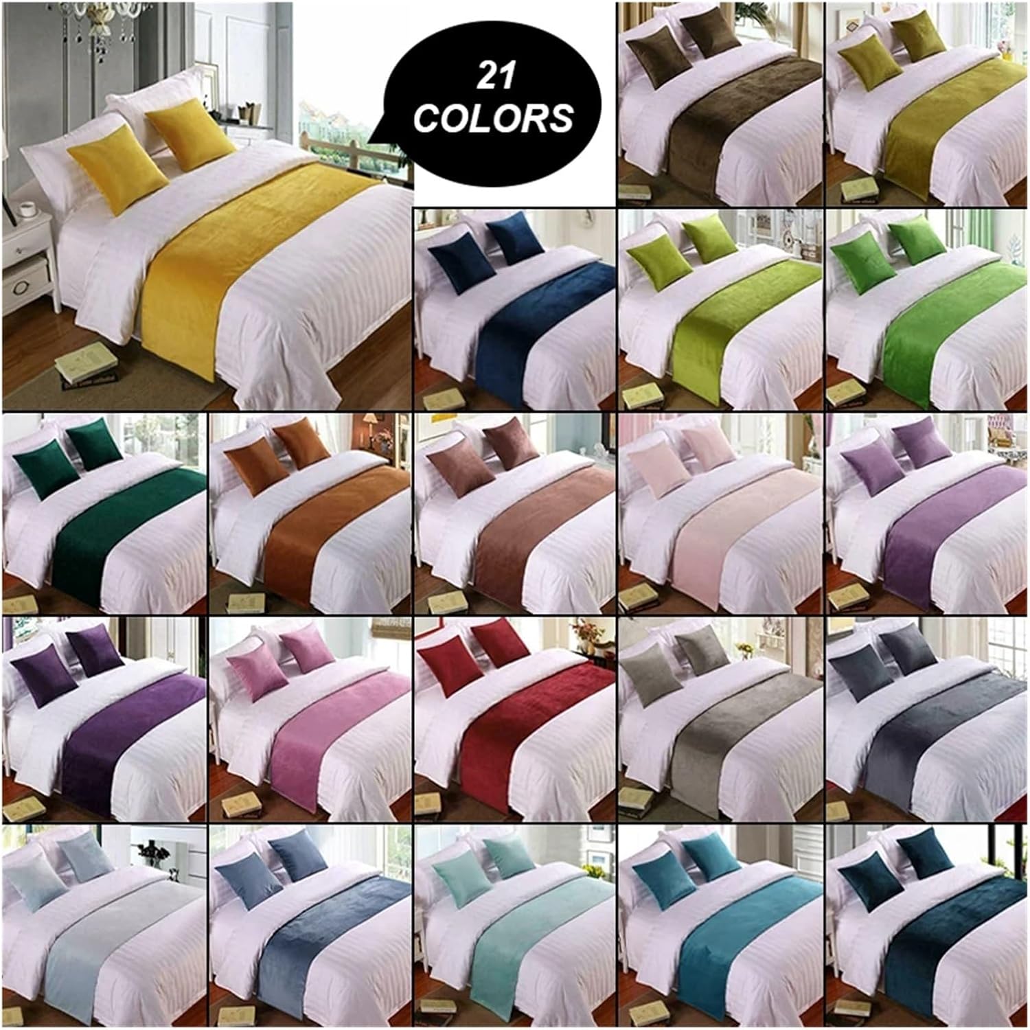 Bed Runner Throw Home Hotel Decoration Bed Flag Wedding Bedroom Bed Tail Towel Pillowcase(14,50x210cm Bed Runner)