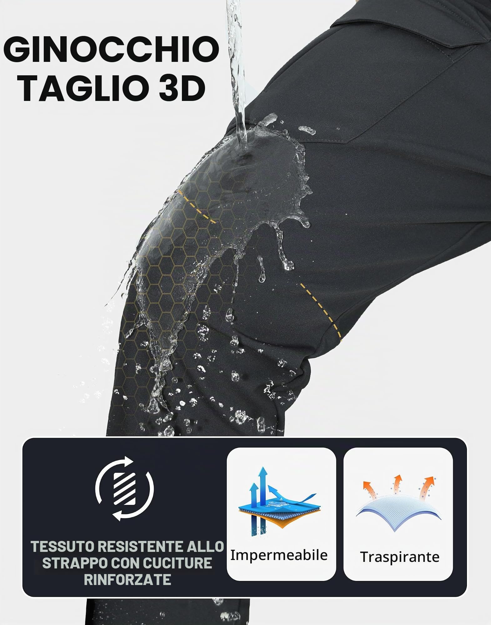 Pioneer Camp Pantaloni da trekking da uomo, impermeabili, termici, traspiranti, foderati, antivento, invernali, con 5 tasche