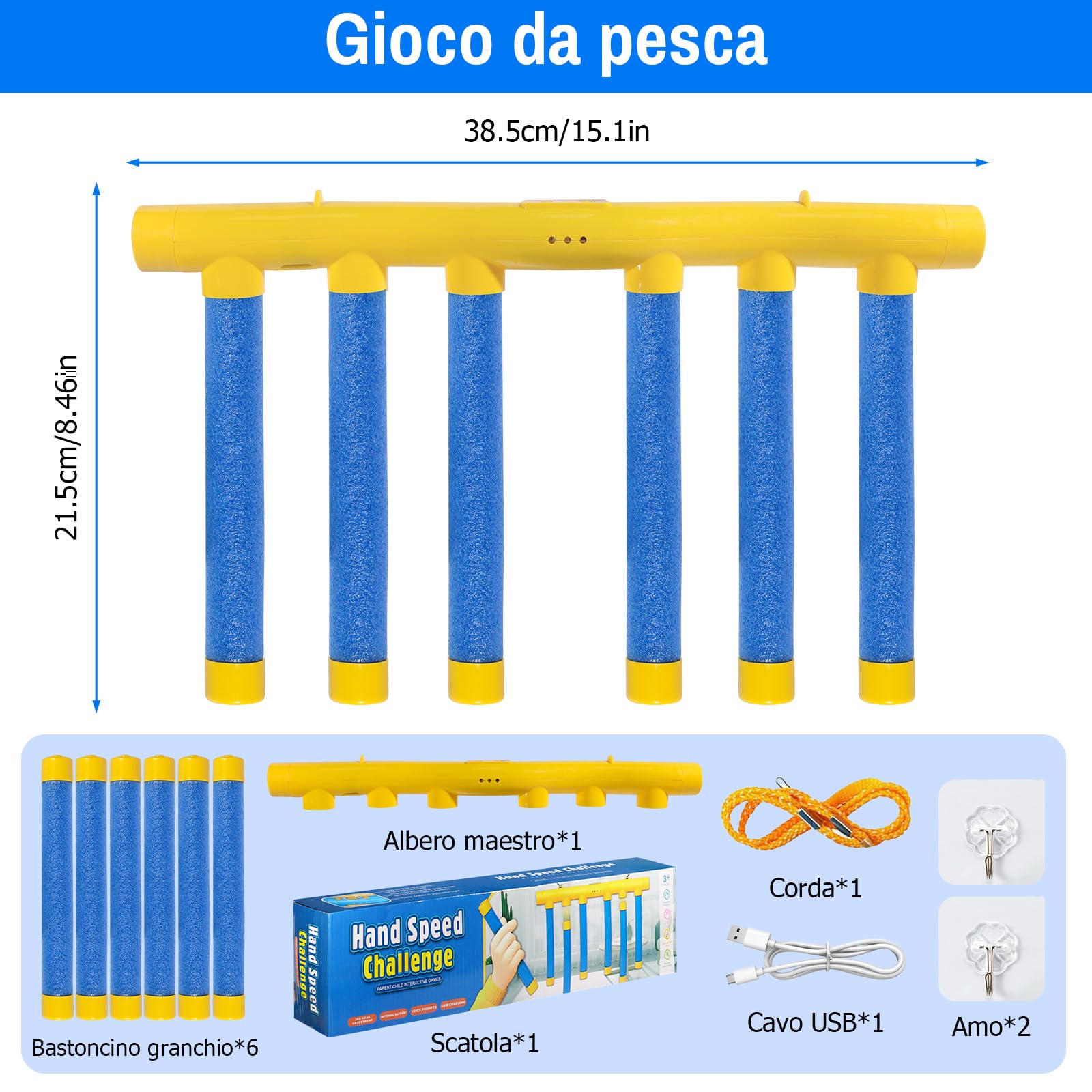 Catching Sticks Game - Gioco Interattivo di Cattura Bastoncini con 3 velocità Regolabili per Coordinazione Occhio-Mano e Allenamento Riflessi - Giocattolo Allenamento per Bambini e Adulti