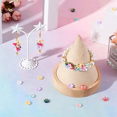 Miniatura 3 de Pandahall - 50 tapas de cuentas de flores de resina mixta, espaciador iridiscente AB margarita, surtido para aretes, collares, suministros de