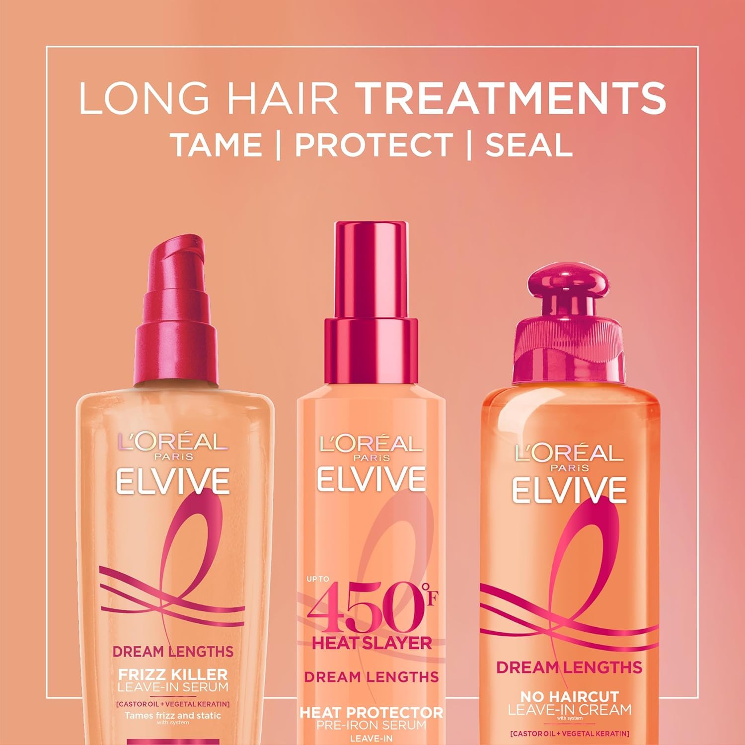 L'Oreal Paris Elvive Dream Lengths Heat Slayer Pre-Iron Spray Leave-In, 4.4 Ounce (2 Pack)