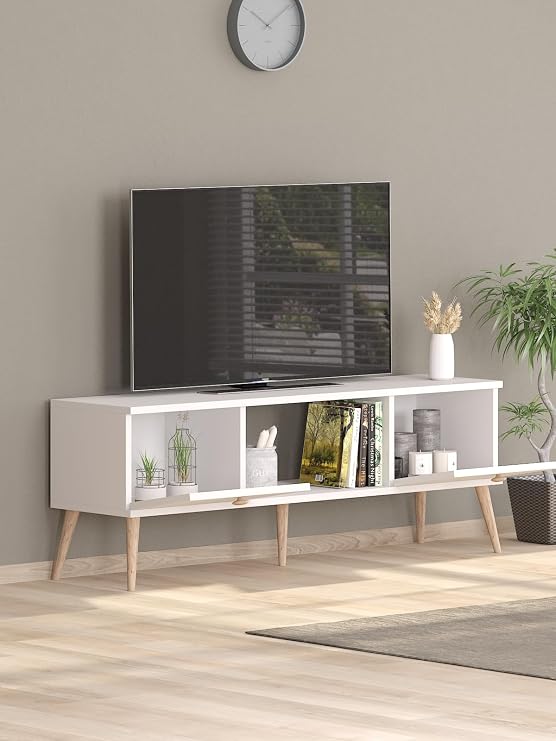 140 Cm Ela Beyaz Tv Ünitesi