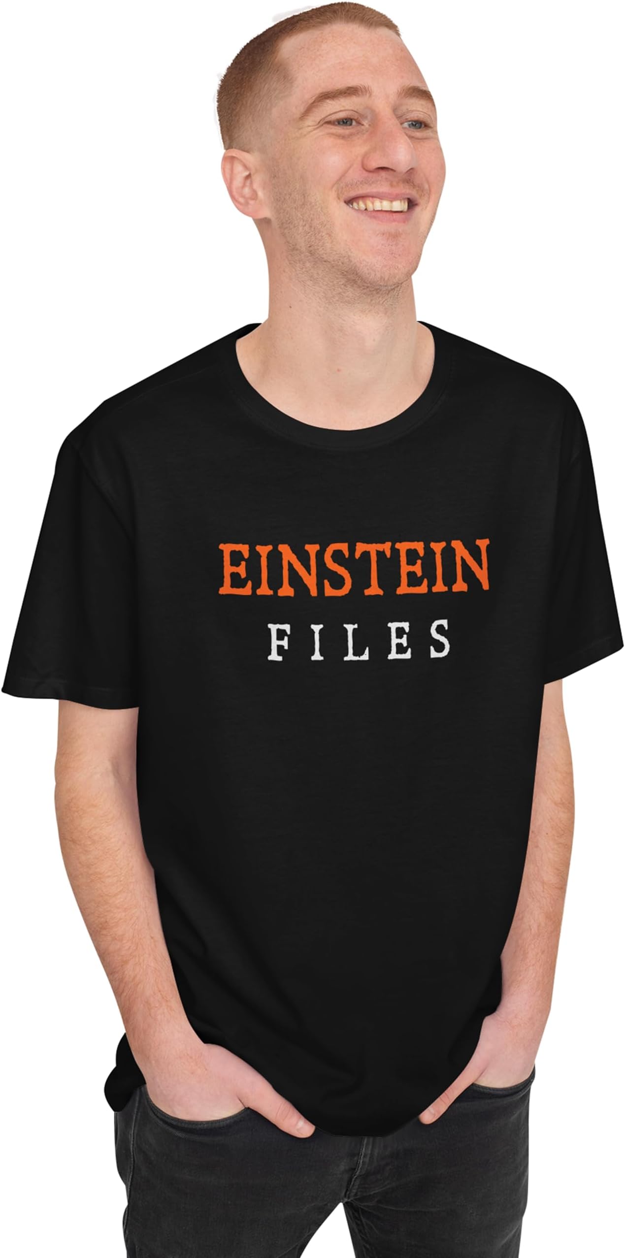 Einstein Files Printed Funny T-Shirt for Men | Science Nerd Graphic Tee | Albert Einstein Inspired Design | Casual Cotton Round Neck Half Sleeve T-Shirt | Black