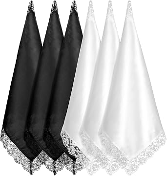 6 Pcs 23 Women Lap Scarf Handkerchiefs Bulk Ladies Satin Lace Handkerchief for Lap Covers Church Office