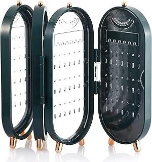 Organizer Gioielli Pieghevole, Femicgal Portagioie Pieghevole da Donna, Forma di Schermo, Display a 4 Livelli, con Specchio, Organizzatore Jewelry Box Migliori Regali Per le Donn (Green)
