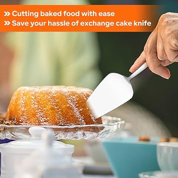Pie Server Set of 3, E-far 8.9 Inch Stainless Steel Cake Server Cutter for Pastry Cheese Pizza, Serrated Edge with Square Handle, Mirror Polished & Dishwasher Safe