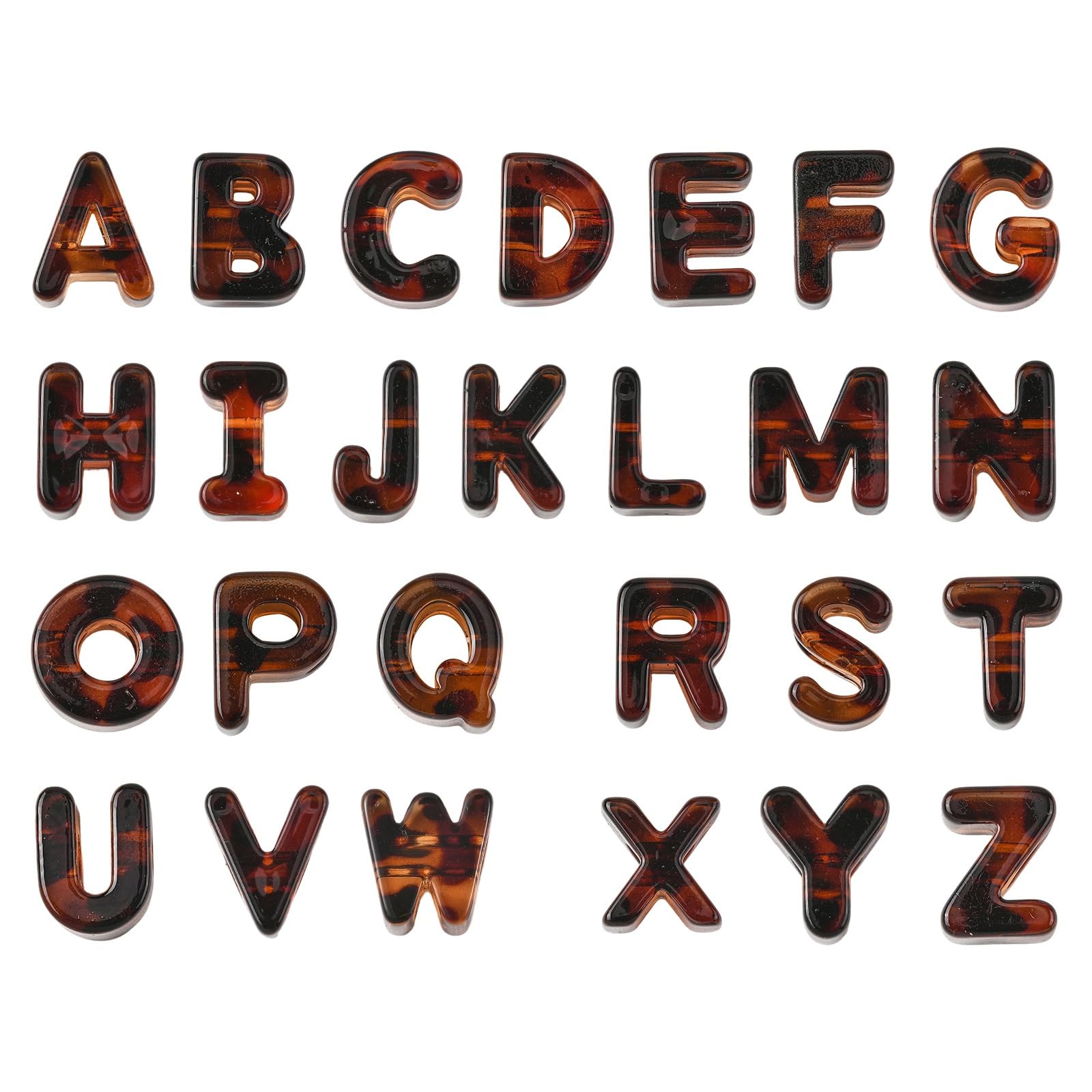 DanLingJewelry 26Pcs Leopard Pattern Alphabet Large Hole Beads Acrylic Transparent Letter A-Z Animal Print European Beads for Jewellery Making Crafts