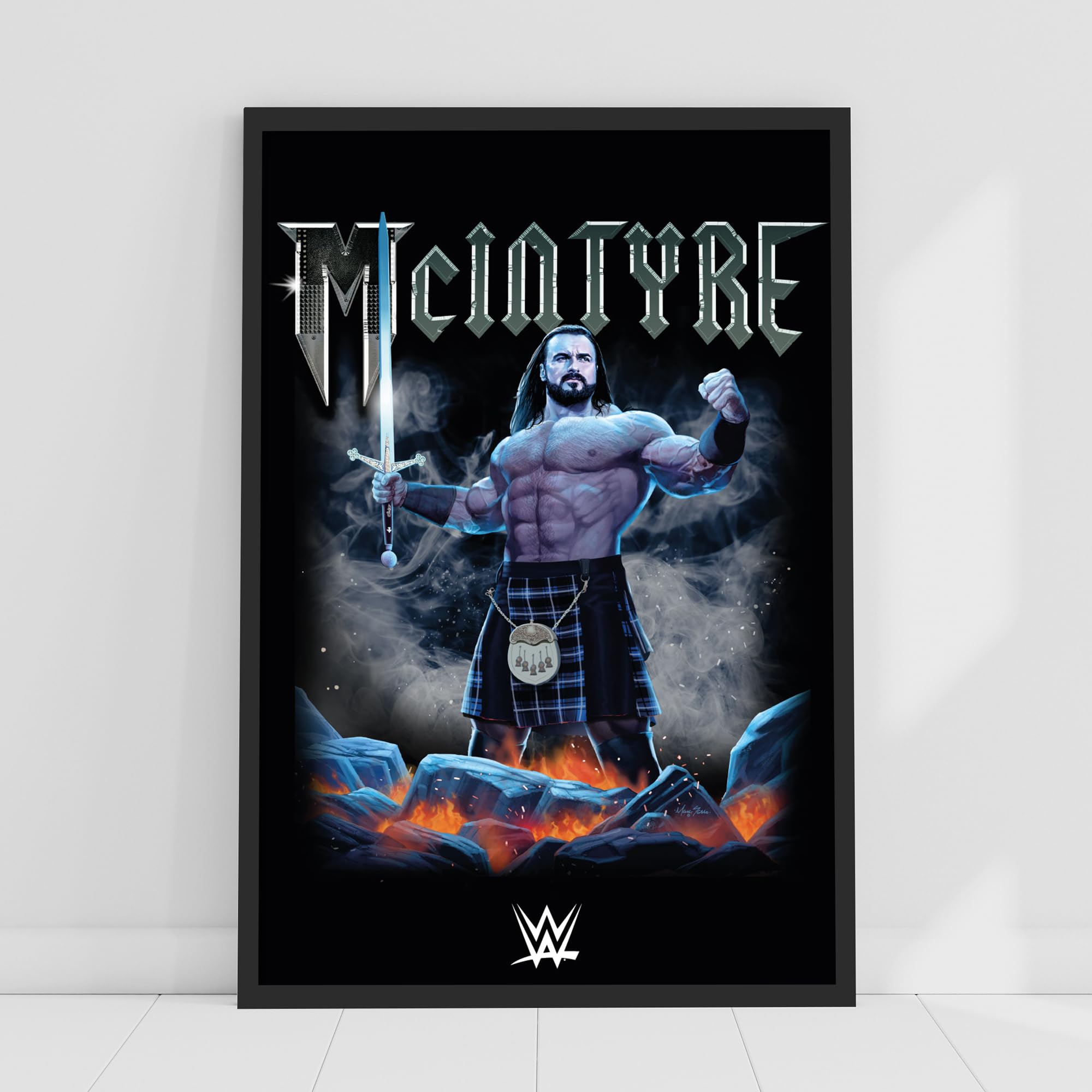 Themed WWE Print - Drew McIntyre Sword Poster Wrestling Wall Art (21cm x 29.7cm - A4)