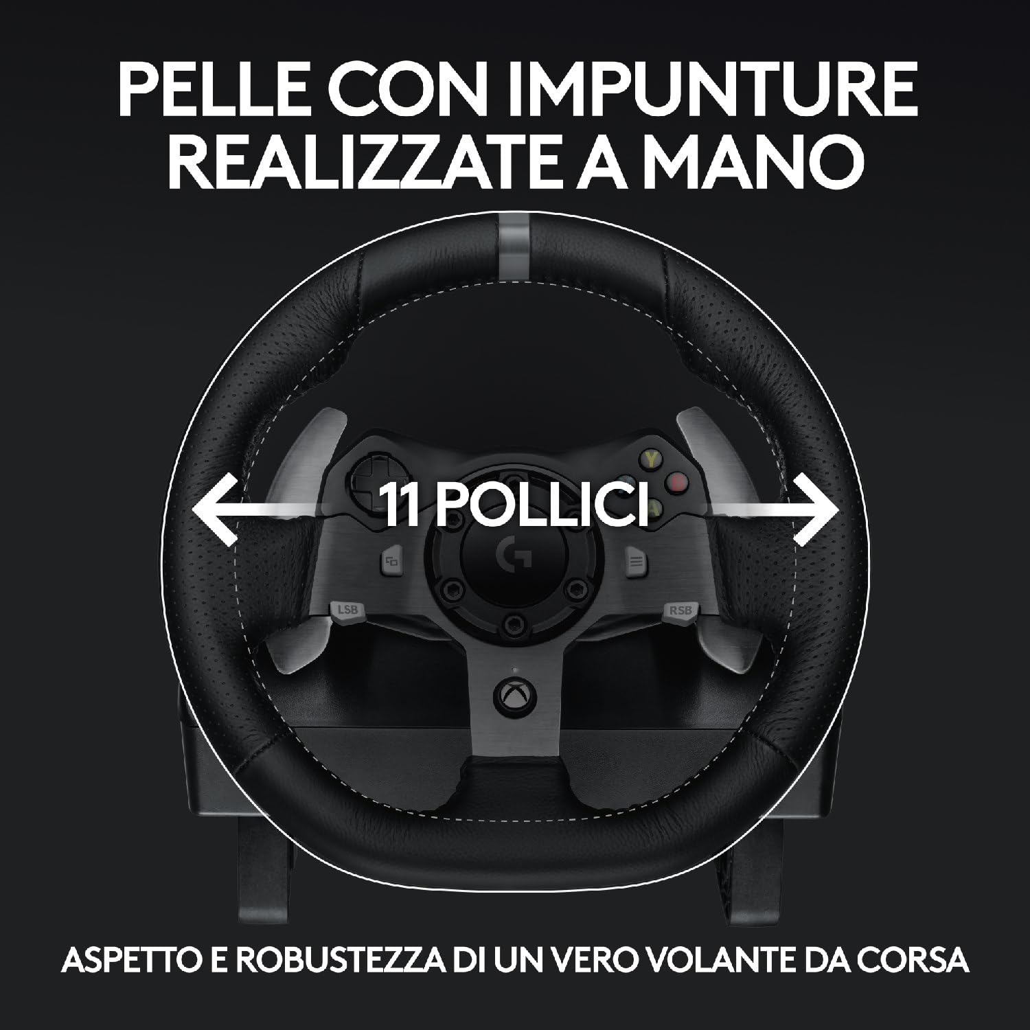 Logitech G920 Driving Force Racing Wheel Volante da Corsa con Pedali Regolabili, Ritorno di Forza Reale, ‎Comandi Cambio in Acciaio Inossidabile, Volante in Pelle, Xbox One/PC/Mac - Nero