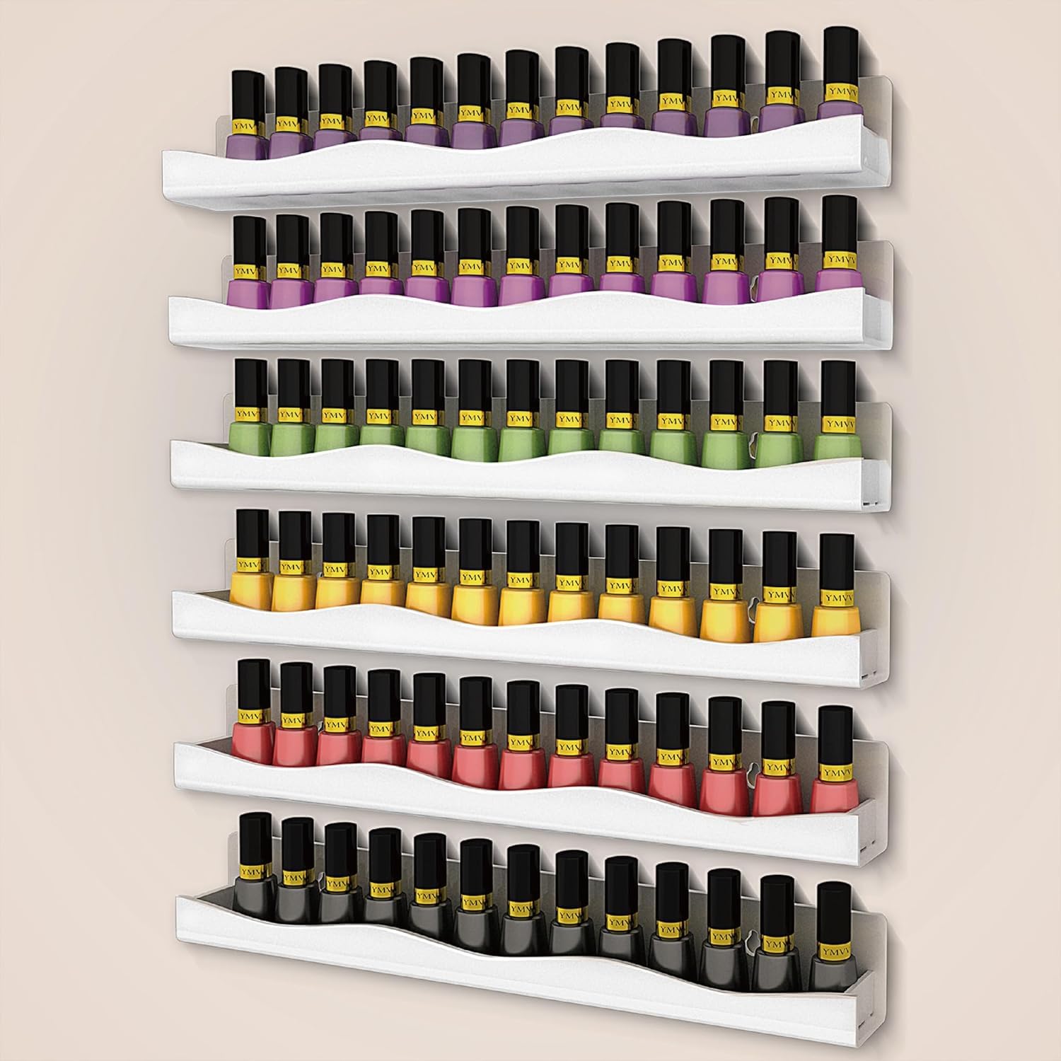 Parikshit Sublimation acyrlic Nail paint organizer holder for shop home display stand wall mount (6, Milky White)-image-9