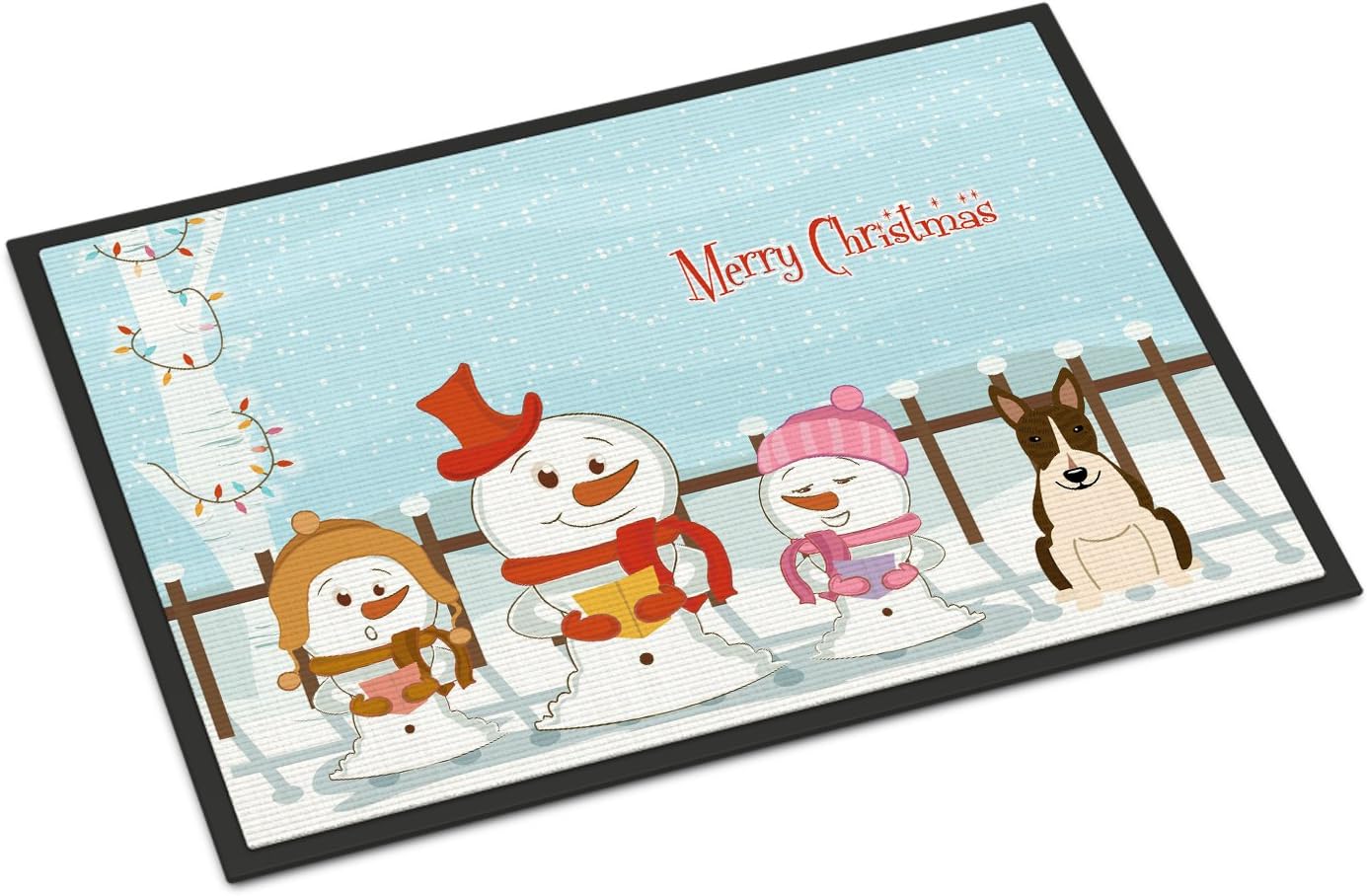 Caroline's Treasures BB2467MAT Merry Christmas Carolers Bull Terrier - Felpudo para Puerta de Interior o Exterior de 18 x 27 Pulgadas, 27 Pulgadas de Largo x 18 Pulgadas de Ancho, Multicolor