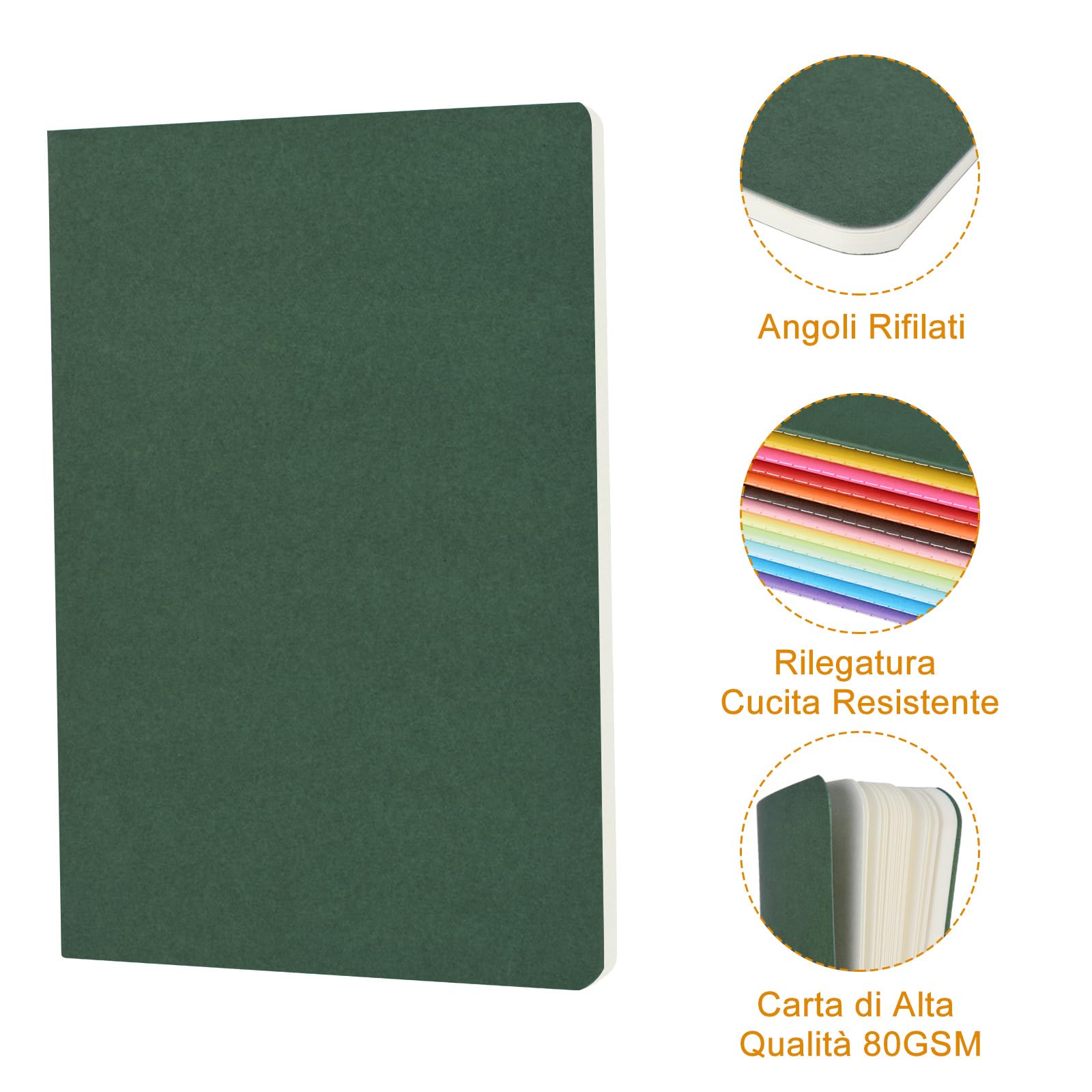 Taccuino A5, Confezione da 12 Quaderni, 30 Fogli, 60 Pagine, Multicolore Bianco