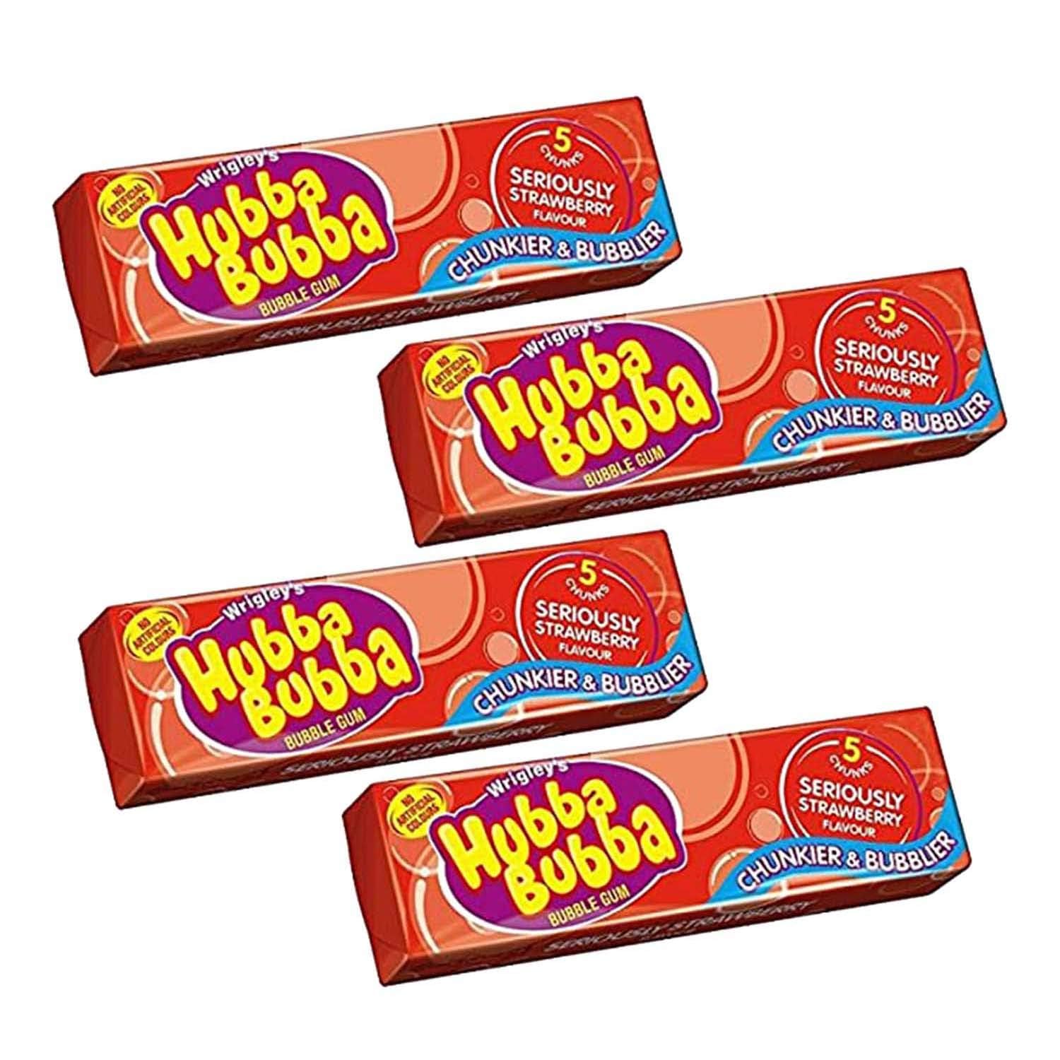 Wrigley's Hubba Bubba Bubble Gum Seriously Strawberry Flavour 5 Chunks 35G x Case of 20 Delicious Yummy Flavour