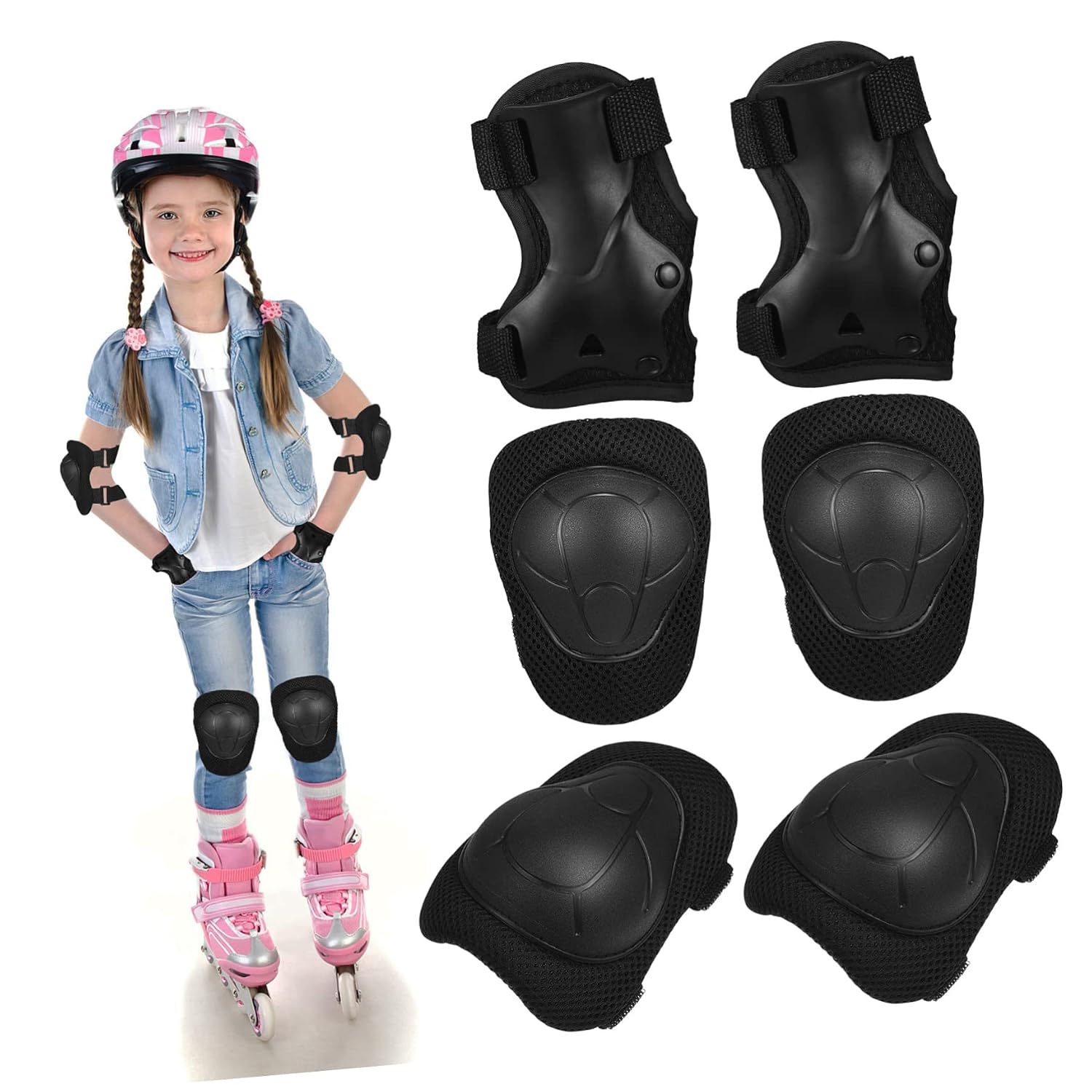 Kid's Protective Gear Set Skating Kneepads Elbow Wrist Guards for Cycling
