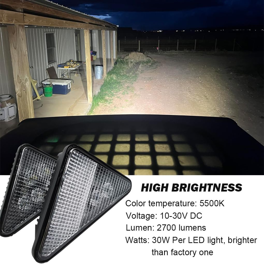 RH&LH 30W LED Light Headlights 12V Work Lamp 6000K Compatible with Bobcat 751 753 763 773 863 864 873 883 Replace OEM NO. 7259523, 7259524, 6718042 (with Rubber Bezels)