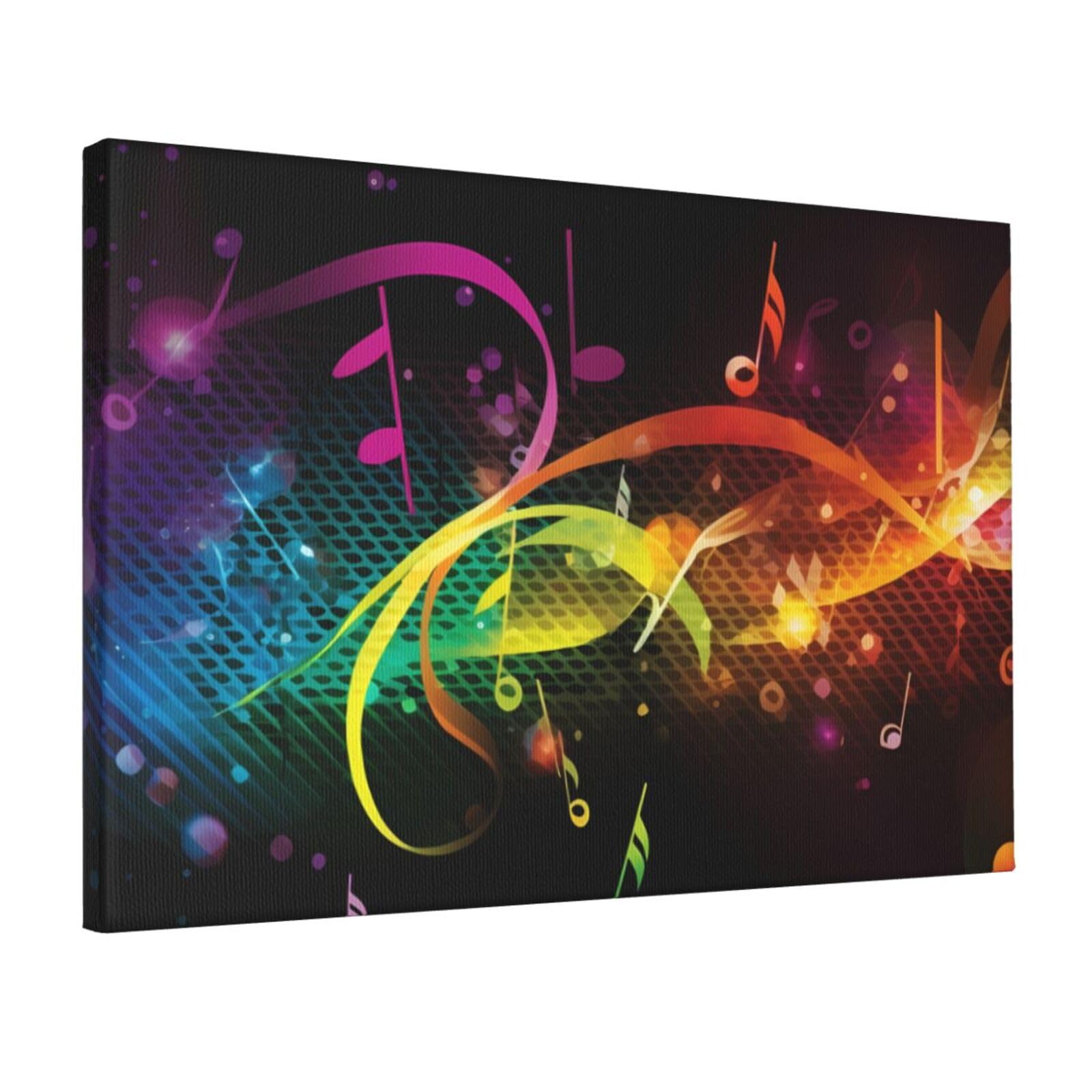 KLOPH Colorful Music Notes Canvas Wall Art for Living Room 12"x18" Modern Artwork Painting for Bathroom Hanging Canvas Prints Aesthetic Wallart for Bedroom Kitchen Office Wall Decor