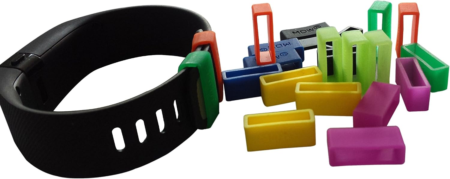 MDW Mixed Colored Silicon Fastener Ring for Fitbit Charge/Force, Protect The Band from Falling Off and Fix The Clasp Loose Problem,Never Worry About Losing Your Loved One