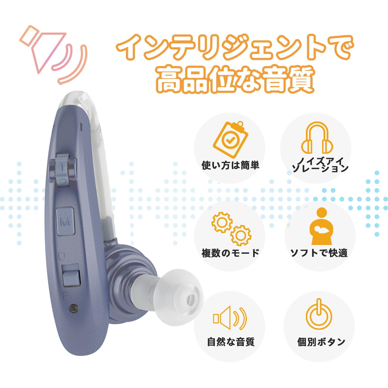 Amazon.co.jp: Hlfoaih 集音器 高齢者向け 音声拡大 雑音抑え 耳掛け式