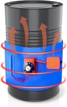 55 Gallon Metal Drum Band Heater with 86F-302F Adjustable Twist Thermostat, Barrel Heater for Oil, Resin & Honey Pail, Year-Round Viscosity Control, 120V 1200W 68.5"x10"