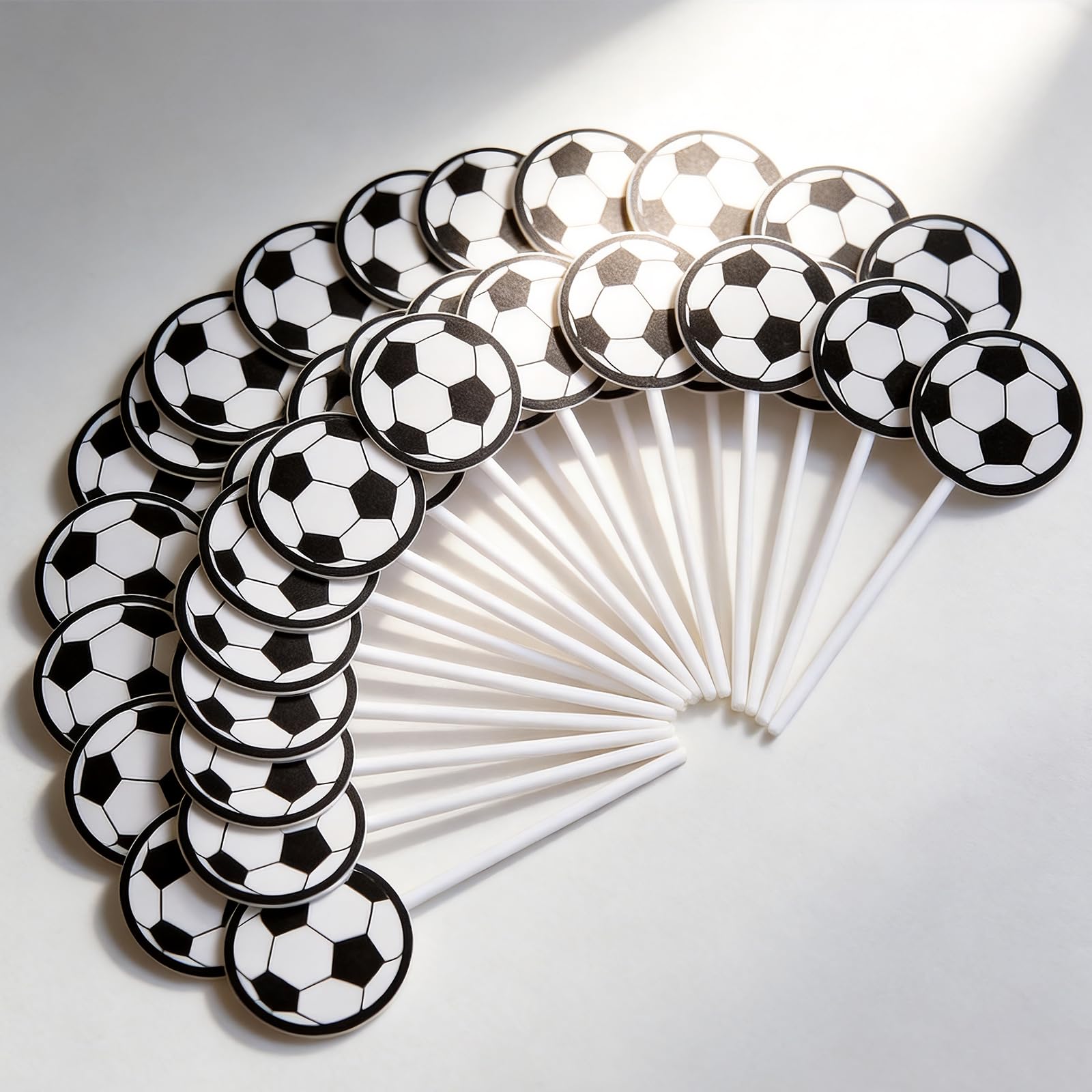50PCS Football Cake Decorations, Non-Edible Soccer Cupcake Toppers for Adult Party Supplies, Pre-Assembled Paper Cake Toppers for Sports Theme Birthday Decor