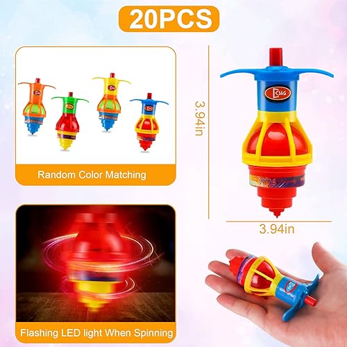 Miniatura 4 de 20 piezas de Starhig Light Up Spinning Tops, luces LED intermitentes giratorias, giroscopio novedad juguetes a granel recuerdos de fiesta