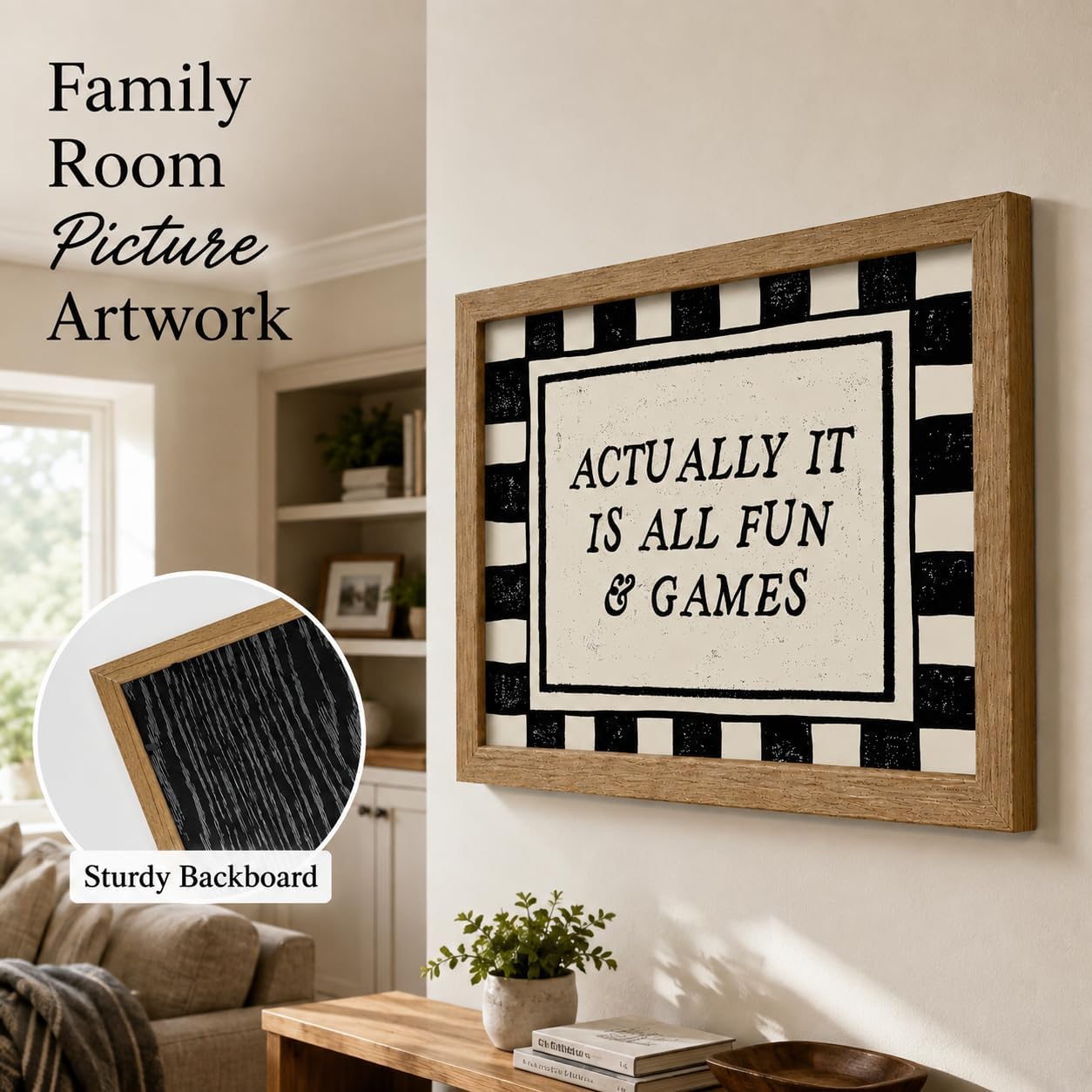 Framed Actually It Is All Fun Quote Canvas Wall Art,Rustic Decor 12x16 Inch image 4