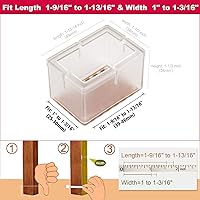 Vista 3 de Protectores de suelo para patas de silla, ajuste rectangular, longitud de 1-9/16 a 1-13/16 pulgadas y ancho de 1 a 1-3/16 pulgadas, tapas grandes