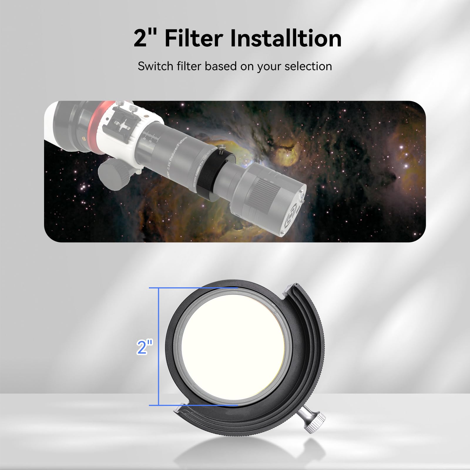 Svbony SV226 Supporto per Cassetto Portafiltri per Telescopio da 2", Filettatura M48*0,75, Sostituzione del Supporto per Cassetto Portafiltri, per astrofotografia del cielo profondo