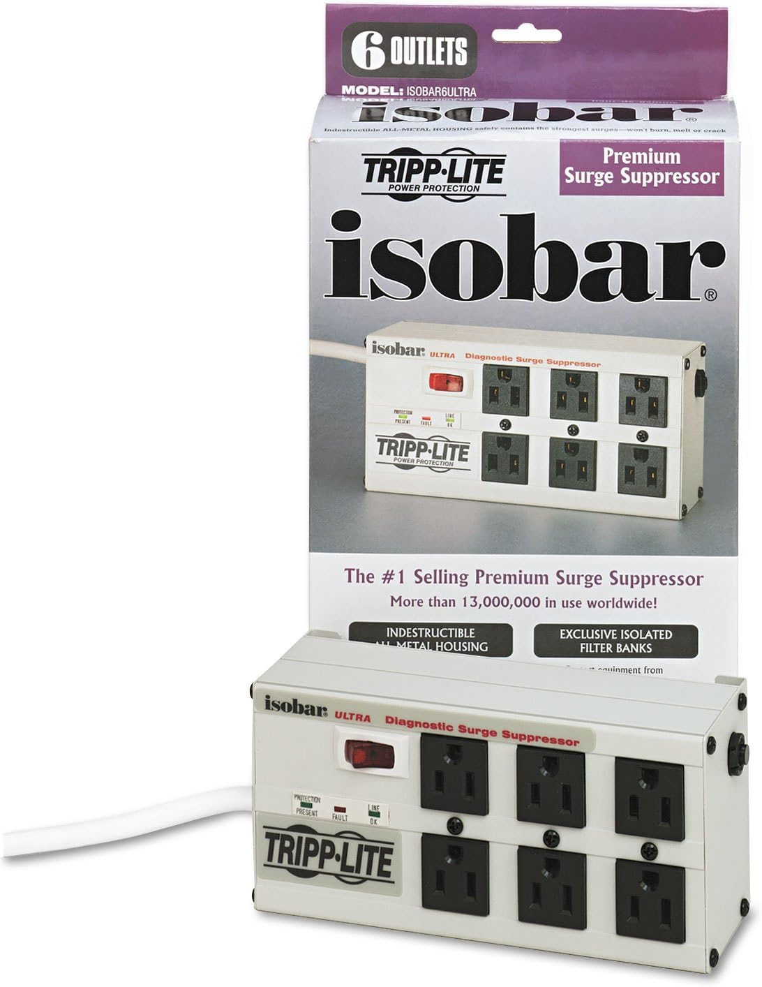 Tripp Lite ISOBAR6ULTRA ISOBAR6ULTRA Isobar Surge Suppressor Metal 6 Outlets, 6 ft Cord, 3330 Joules