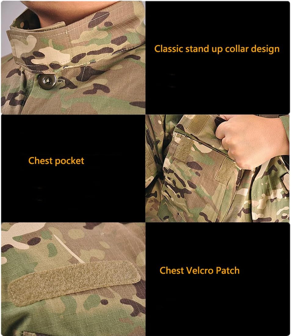 HARGLESMAN Men's Tactical Military Suits Long Sleeve Trainning Uniforms Combat Jacket and Pants with Pads
