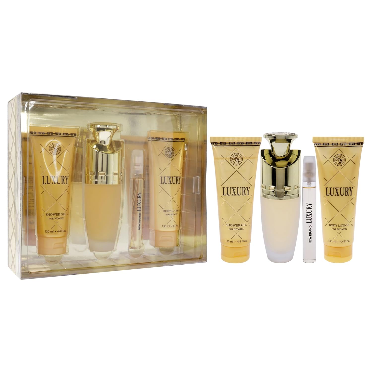 New Brand Luxury for Women - 4 Pc Gift Set 3.3oz EDP Spray, 4.4oz Shower Gel, 4.4oz Body Lotion, 0.5oz EDP Spray - Image 3