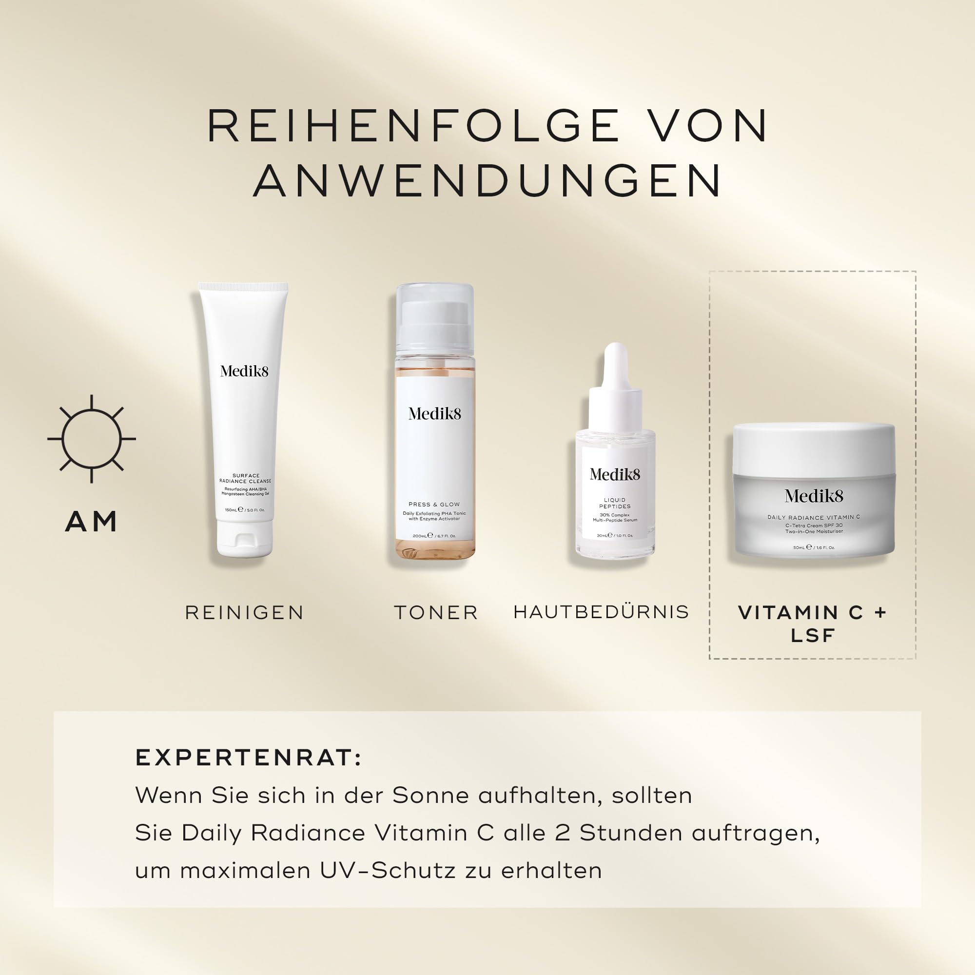 Medik8 Daily Radiance Vitamin C, 2-in-1 LSF & Feuchtigkeitscreme - 50 ml | C-Tetra 7% Vitamin-C-Creme mit LSF 30; 2-in-1-Feuchtigkeitspflege für mehr Schutz; belebt und schützt jeden Morgen