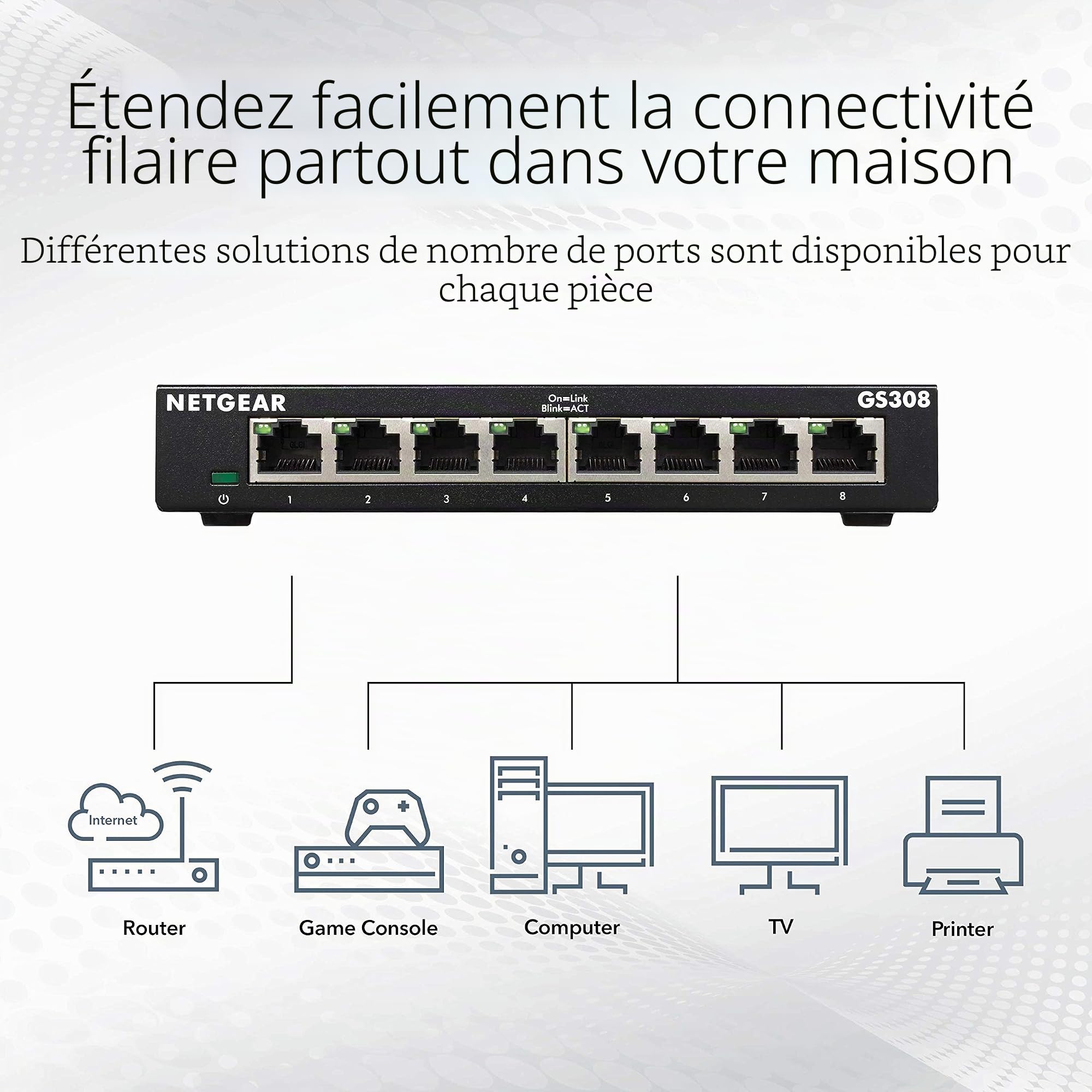 Netgear GS205 Commutateur Ethernet Non géré. 8 Port | Metal Case