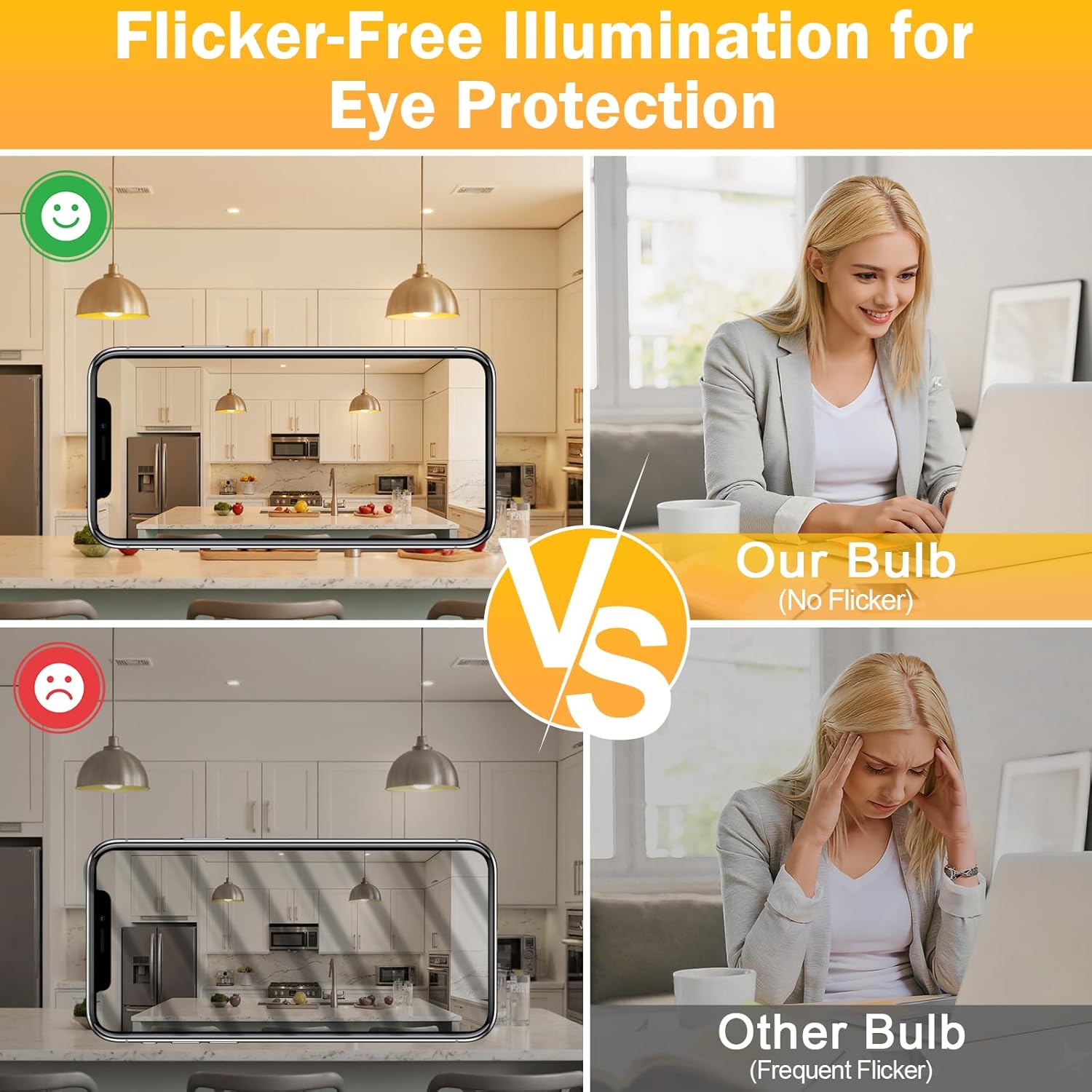 3 Way Light Bulbs 40 70 100W Equivalent, LED Dimmable A19 Three Way Light Bulbs Soft White 3000K, E26 Medium Base, 4/8/12W Energy Saving 3 Way Bulb for Floor Lamp Desk Lamp Table Lamp Reading, 2-Pack
