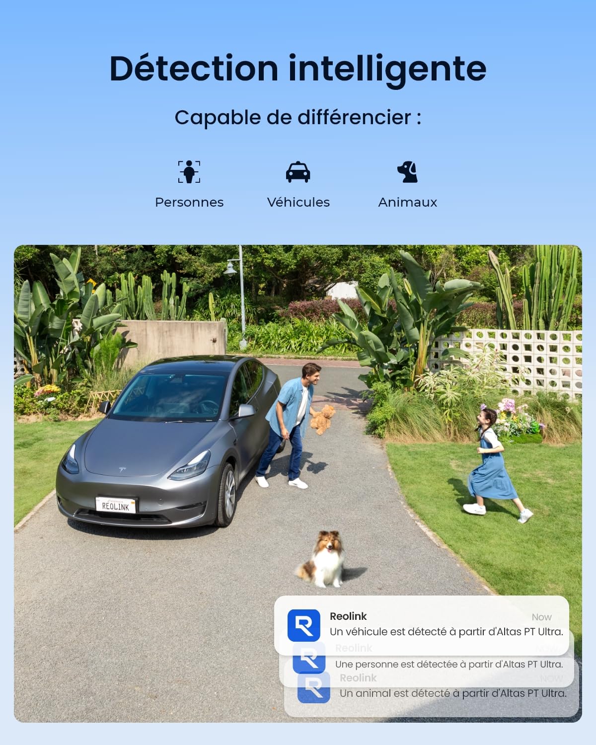 Reolink 4K PT Camera Surveillance WiFi Exterieure sans Fil, Pré-Enregistrement, Détection Intelligente, 360° Suivi Auto, ColorX Vision Nocturne, Batterie Haute Capacité, Altas PT Ultra+Panneau Solaire