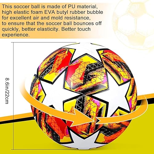 Miniatura 6 de Soccer Ball Size 5, with Pump & Needles, Outdoor Sports Official Match Soccer Ball for Adult Youth Training Practice Ball for Indoor