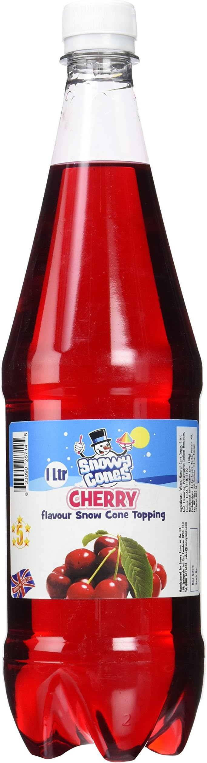 Snowycones | Syrup for Snow Cones and Shaved Ice | Not Slush | Cherry Red Flavour Syrup 1 litre
