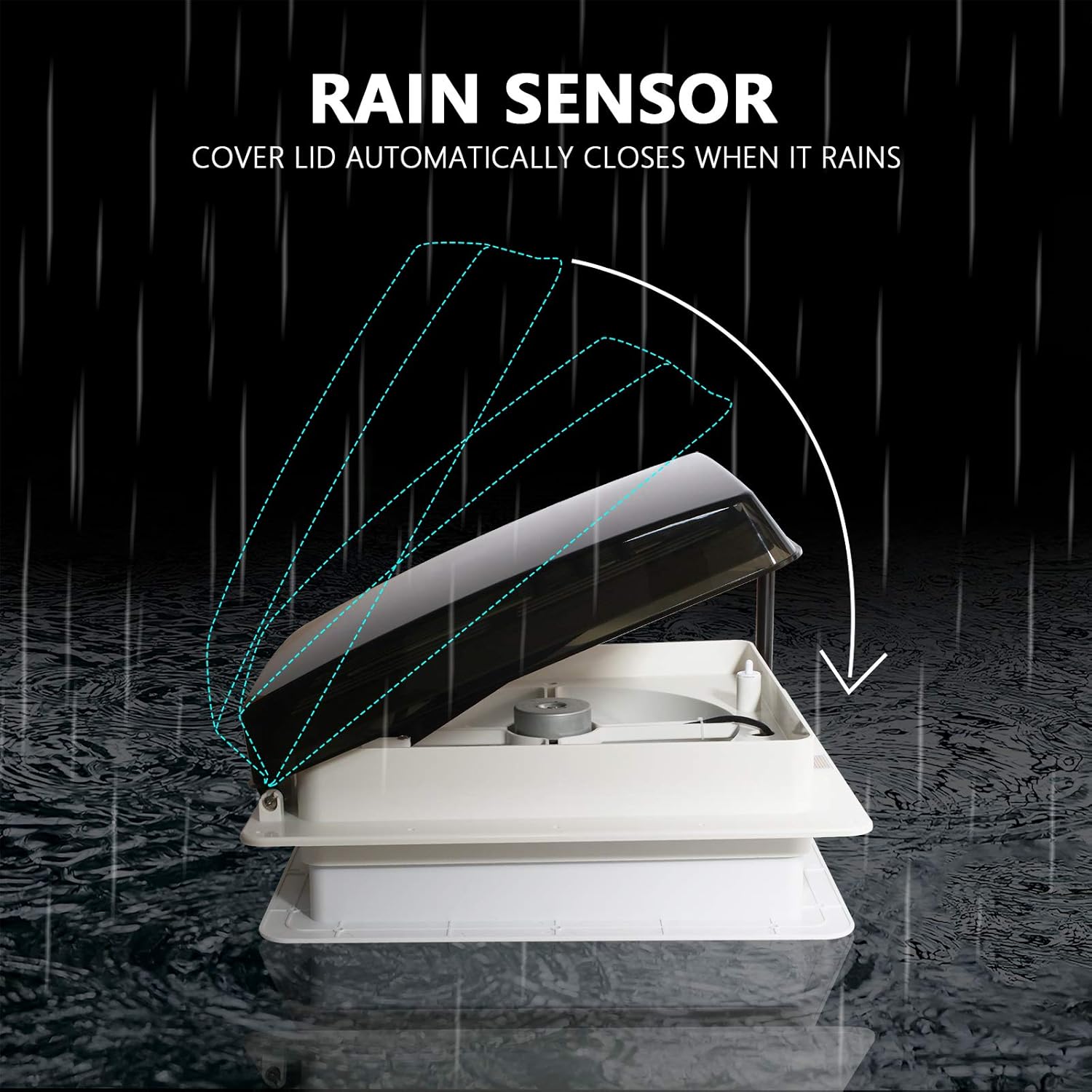 Automatic Vent RV Roof Vent with Rain Sensor, Level Permanent RV Air Ventilation Fan Speeds 12 Volt Remote Deluxe RV Vent Fan, with Dome Smoke RV Vent Cover Lid (14" x 14"): Kitchen & Dining