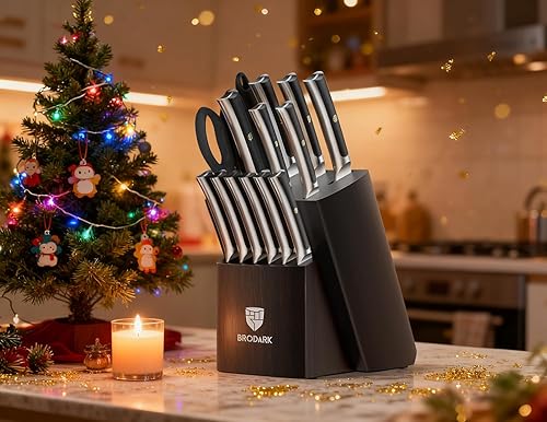 Miniatura 2 de Juego de cuchillos de cocina con bloque de 15 piezas juego de cuchillos ultra afilados para cocina, juego de cuchillos de chef de acero inoxidable