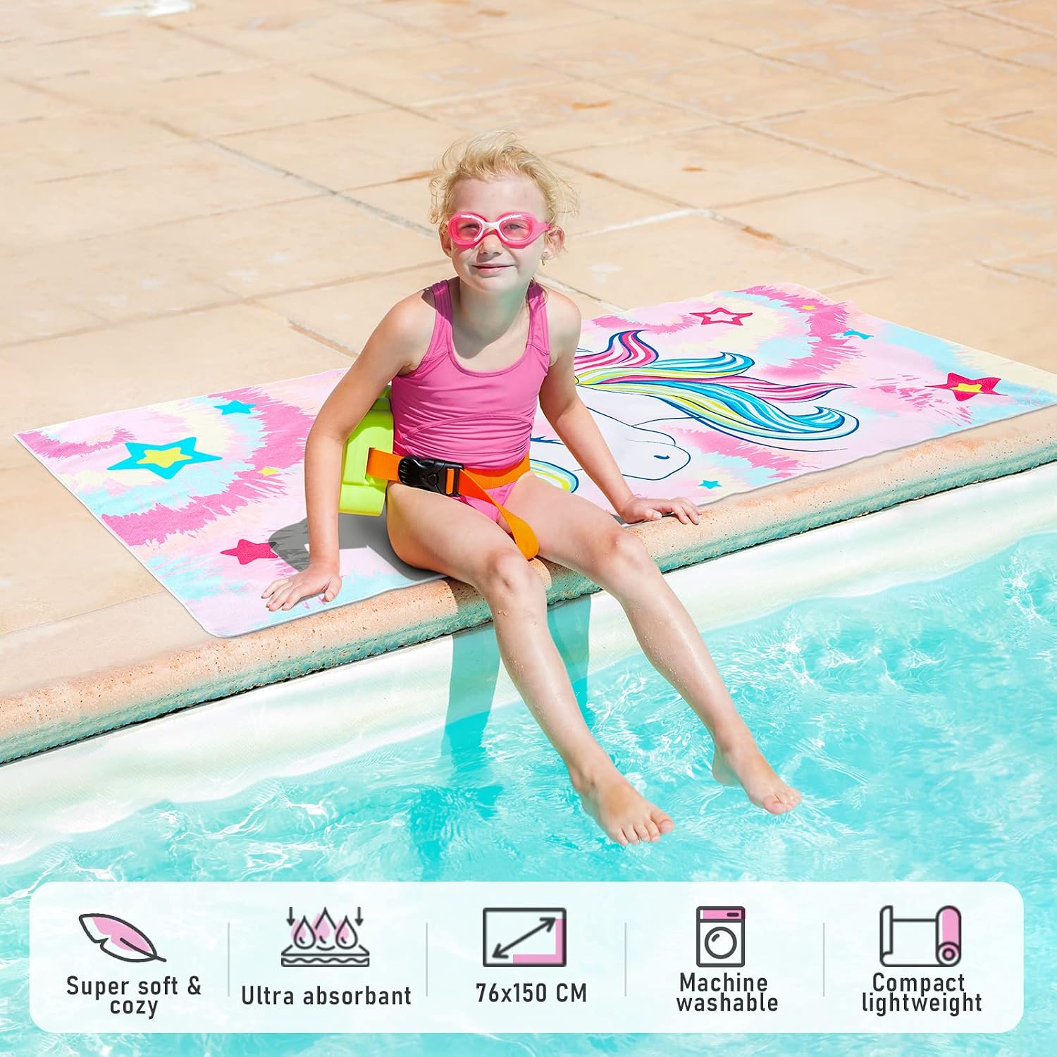 WERNNSAI Unicorn Kids Beach Towel for Girls - Image 5
