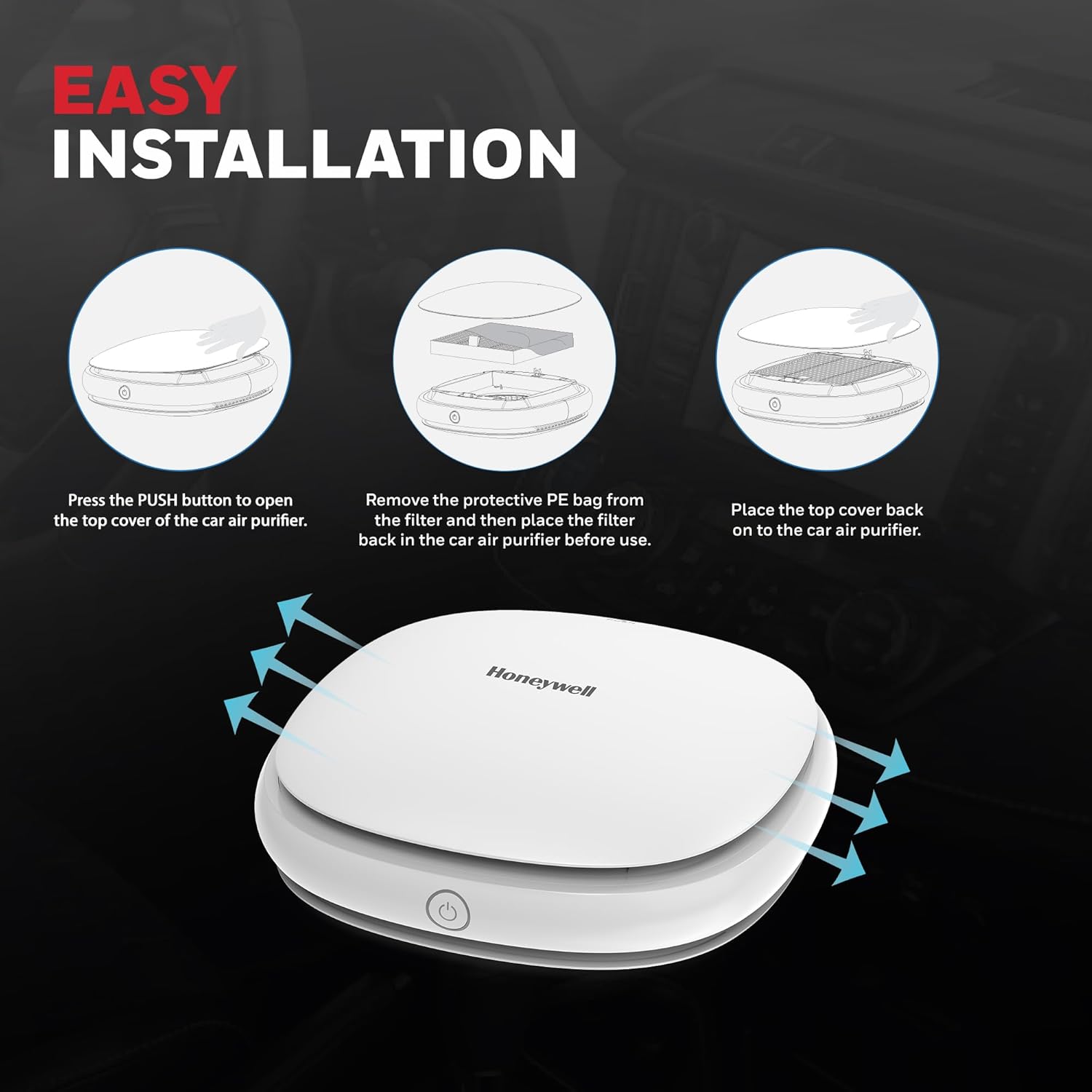 هوني ويل منقي هواء للسيارة من موف بيور 3، فلتر هيبا ومؤين مع ج... - view 5