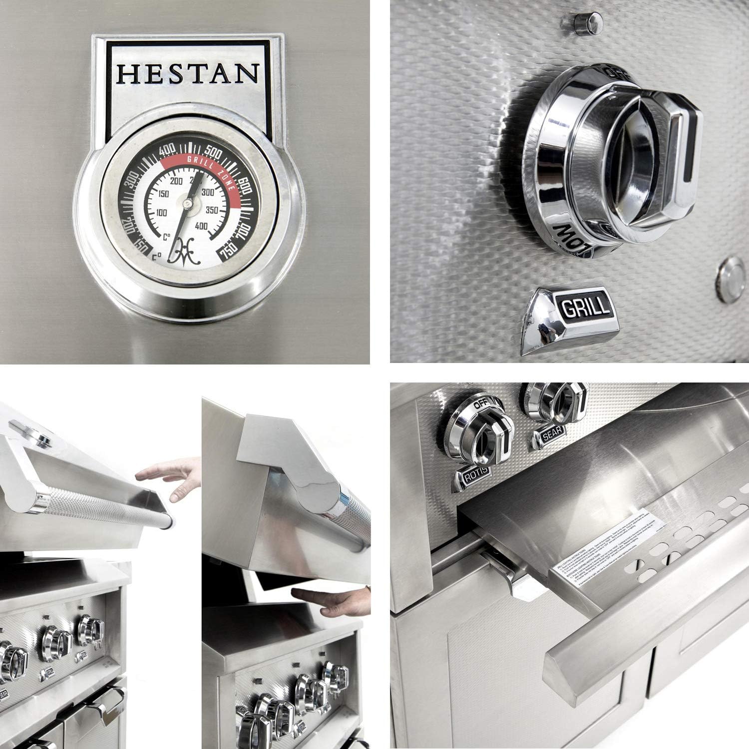 Collage of Hestan grill features