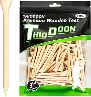 THIODOON Golf Tees Professional Natural Wood Golf Tees Pack of 100, Golfing Tees Multiple Colors Size 3-1/4 inch, 2-3/4 inch or 2-1/8 inch, Tall Golf Tees Bulk Reduce Side Spin and Friction