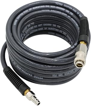 خرطوم ضاغط الهواء YOTOO PVC 10m Long 6mm ID X 11mm OD 300 PSI مع 1 / 4 - تركيبات أوروبا الصلب السريع المقرنة ومقيّدات الانحناء للخدمة الشاقة ، خفيفة الوزن, مرنة في جميع الأحوال الجوية الاستخدام ، رمادي