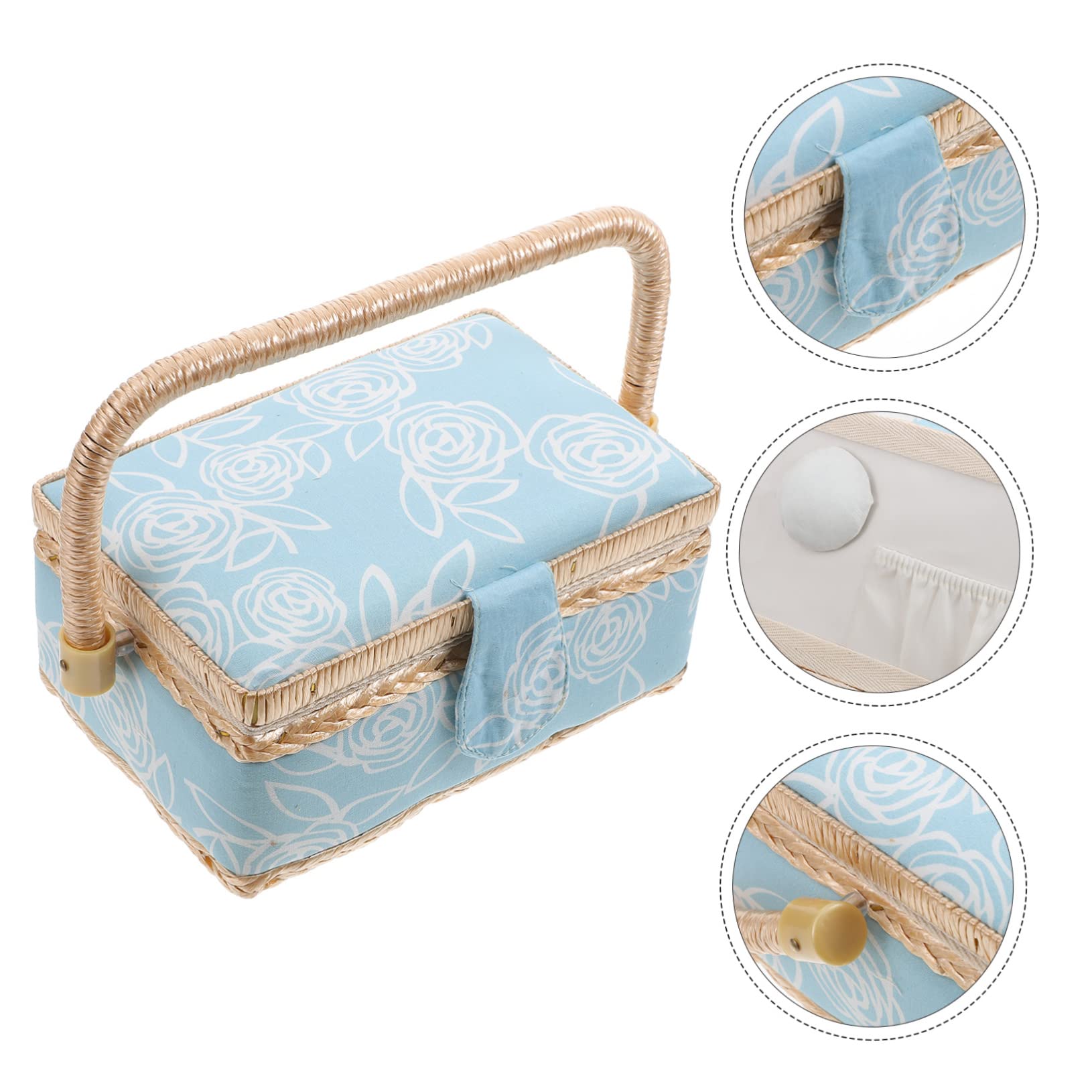 Caja de Herramientas de Costura Azul de Poliéster para Hogar