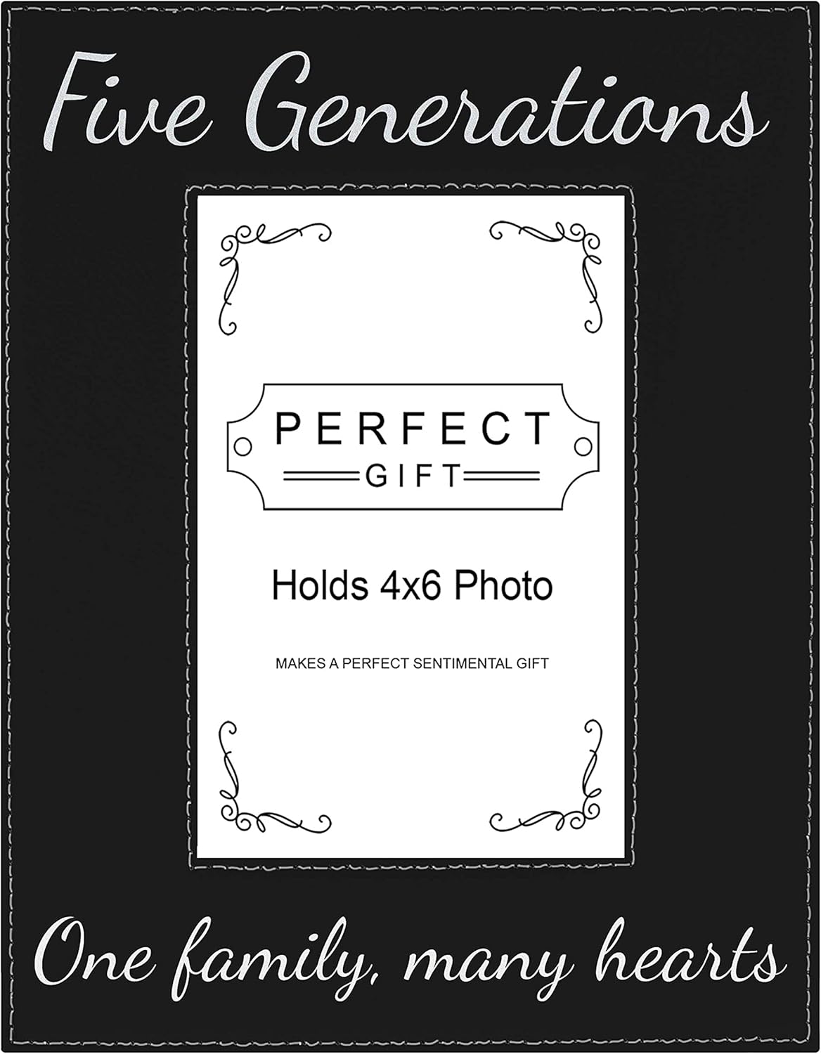 ThisWear Sentimental Frame For Family Five Generations One Family Many Hearts 4x6 Leatherette Photo Frame Black