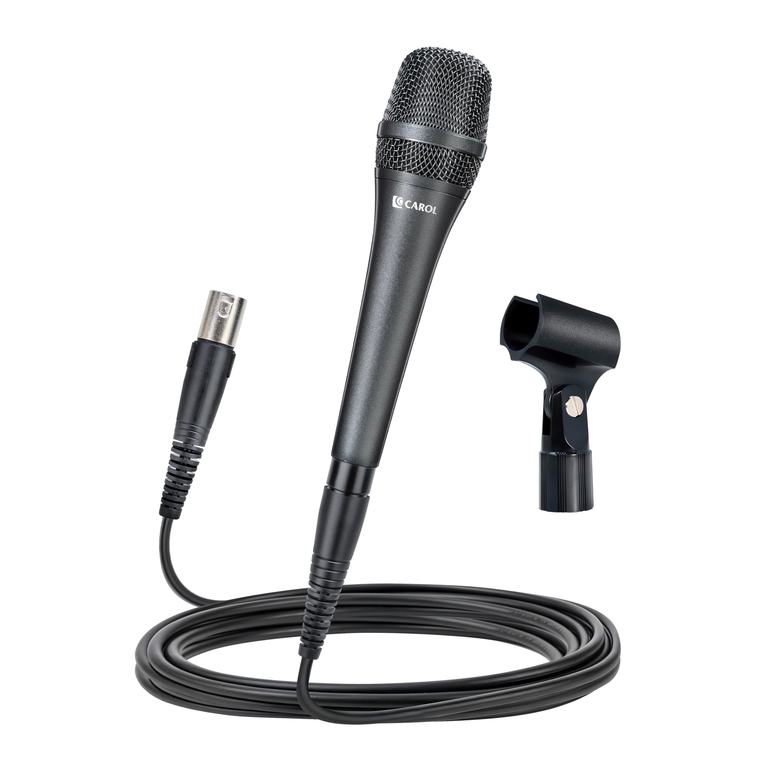 CAROL AC-910 XLR Wired Vocal Microphone – Dynamic Cardioid Mic with Dual-Engine AHNC Noise Cancelling Tech for Professional Singing, Karaoke, Stage & Studio, Includes Mic Clip, 4.5m XLR Cable