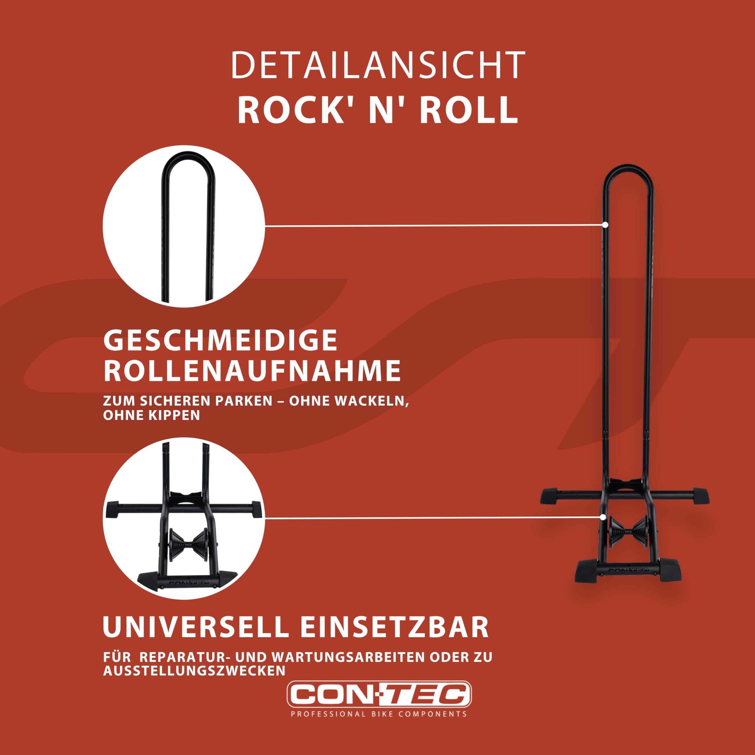 Contec Fahrradhalter Rock'n' Roll, für Erwachsene, Schwarz, One Size