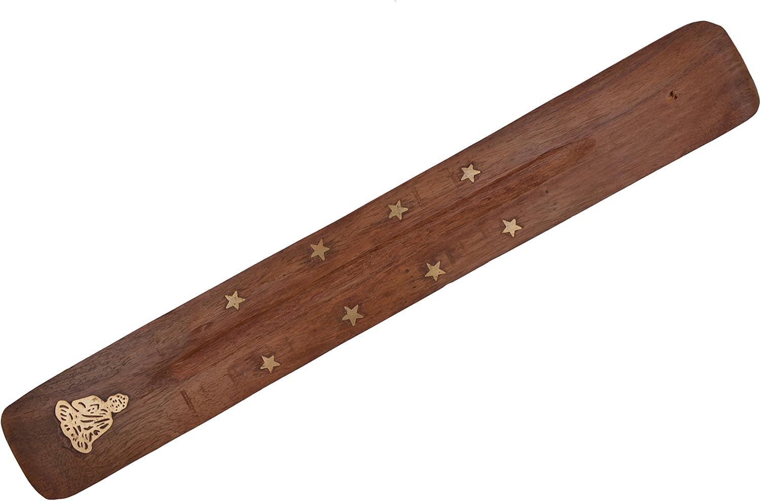 ® Wooden Incense Burner Flat Ash Catcher Assorted Designs with Brass Inlay (12)