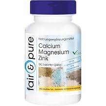 Fair & Pure Calcium Magnesium Zinc 240 Tablets Dietary Supplement Vegan without Magnesium Stearate Made in Germany